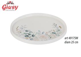 Vassoio In Ceramica Decoro Blooming Love Diametro 25 Cm Completo Di Scatola Abbinata 1*24