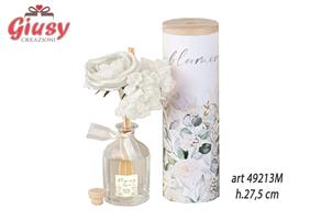 Produmatore In Vetro Da 120 Ml Decoro Blooming Love Completo Di Scatola Cilindrica Abbinata 1*12