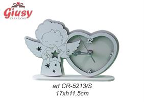 Orologio In Legno Color Sabbia Con Angelo Baby 17xH.11,5 Cm Completo Di Scatola