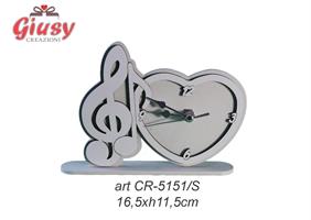 Orologio Cuore Con Nota Musicale In Legno Color Sabbia 16,5xH.11,5 Cm Completo Di Scatola