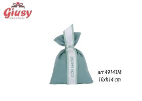 Sacchetto In Raso Color Verde Salvia Con Scritta Con Amore 10xH.14 Cm 12*288